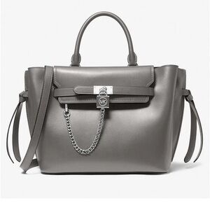 Michael Kors Hamilton Legacy Leather‎ Gray Belted Satchel Old Money Minimalist